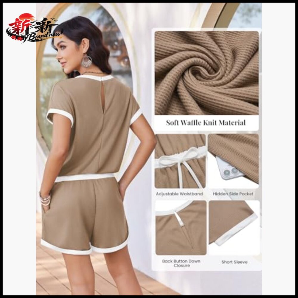 Polyester Waffle Romper with Drawstring Waist, Ca… - image 5